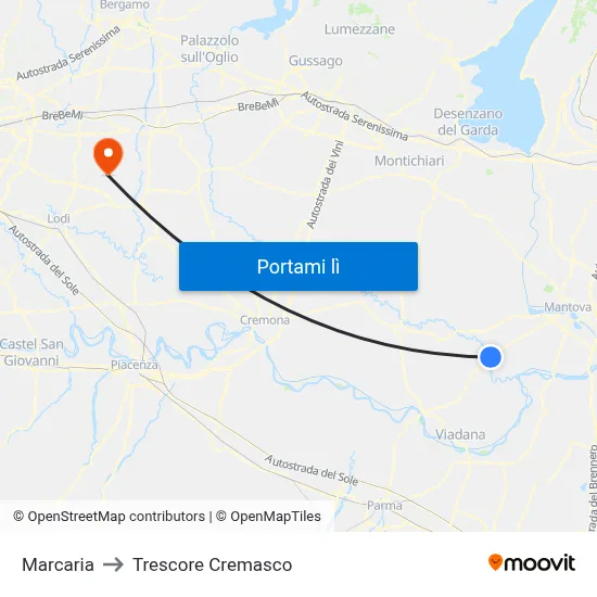 Marcaria to Trescore Cremasco map