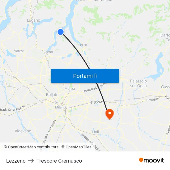 Lezzeno to Trescore Cremasco map