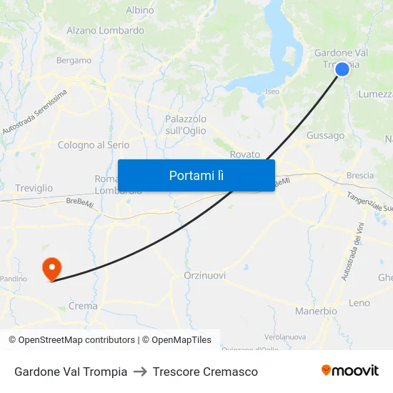 Gardone Val Trompia to Trescore Cremasco map