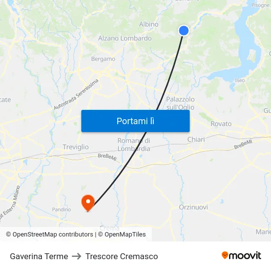 Gaverina Terme to Trescore Cremasco map