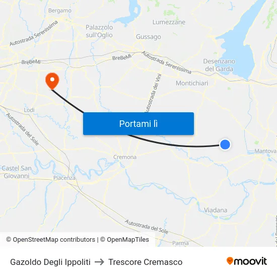 Gazoldo Degli Ippoliti to Trescore Cremasco map