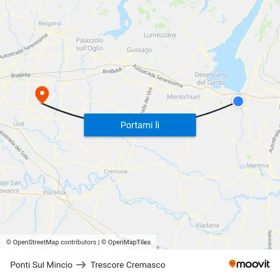 Ponti Sul Mincio to Trescore Cremasco map
