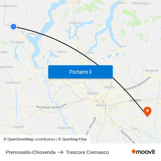 Premosello-Chiovenda to Trescore Cremasco map