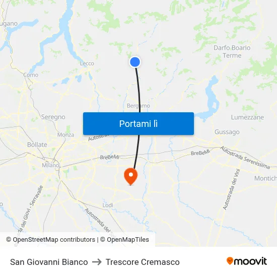 San Giovanni Bianco to Trescore Cremasco map