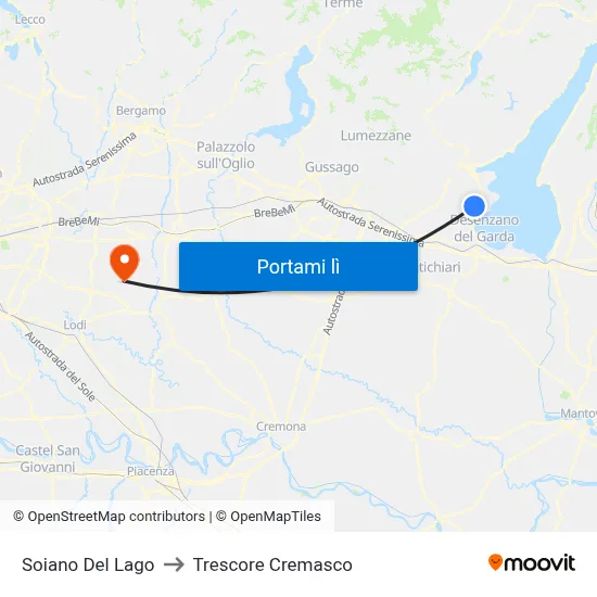 Soiano Del Lago to Trescore Cremasco map