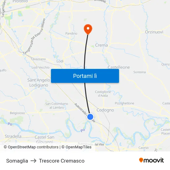 Somaglia to Trescore Cremasco map