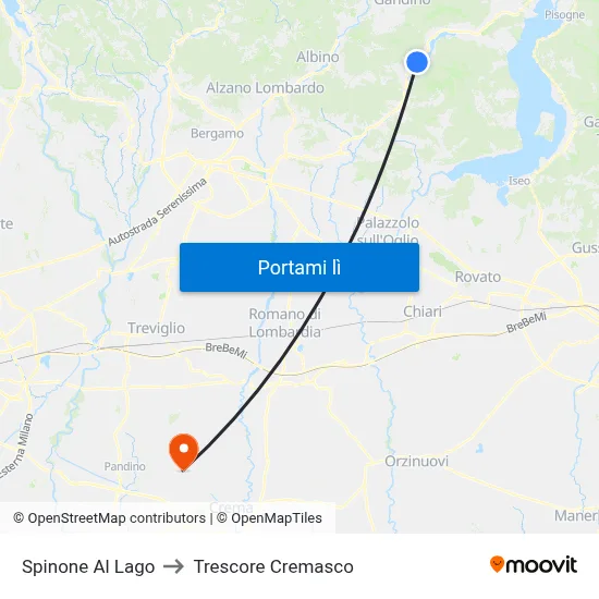 Spinone Al Lago to Trescore Cremasco map