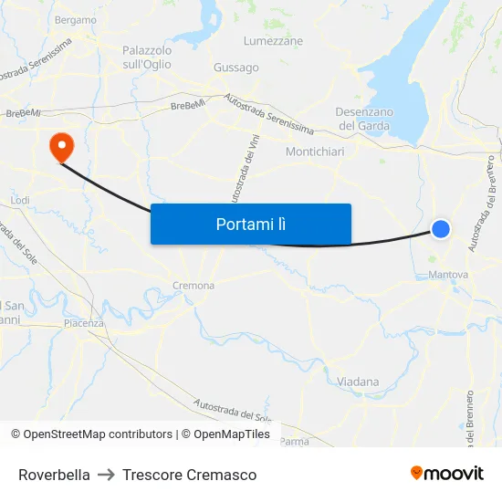 Roverbella to Trescore Cremasco map