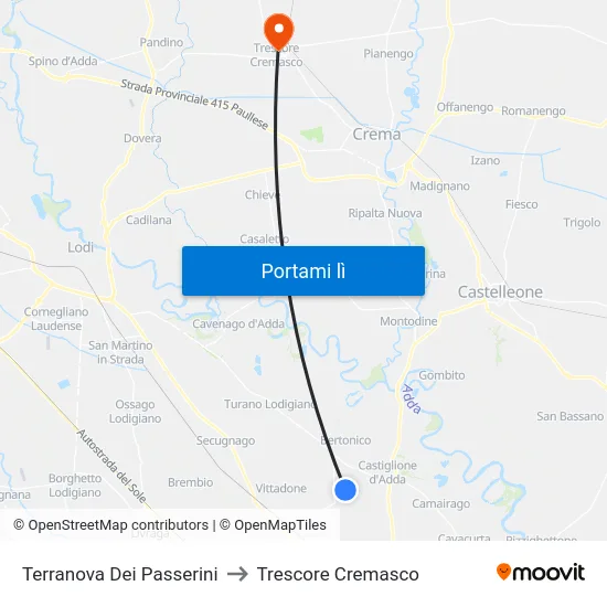 Terranova Dei Passerini to Trescore Cremasco map