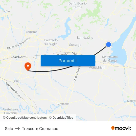 Salò to Trescore Cremasco map