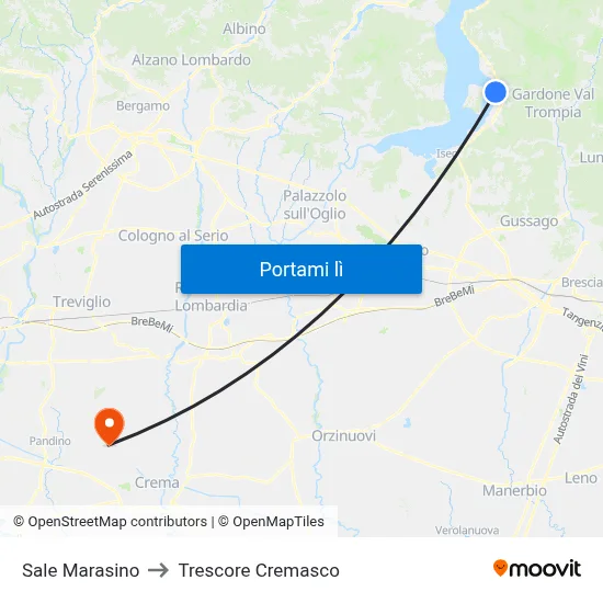 Sale Marasino to Trescore Cremasco map
