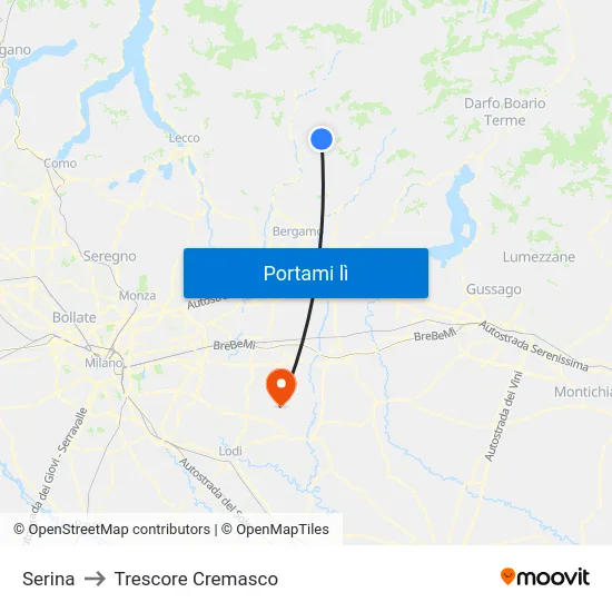 Serina to Trescore Cremasco map