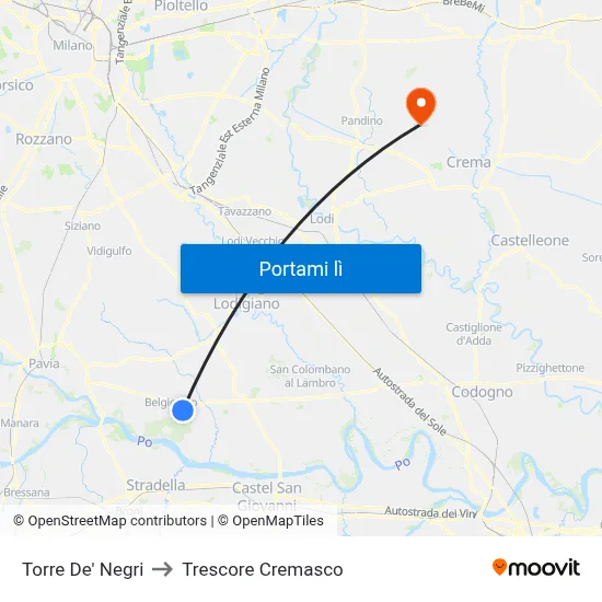 Torre De' Negri to Trescore Cremasco map