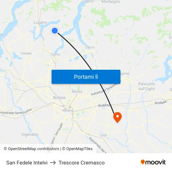 San Fedele Intelvi to Trescore Cremasco map