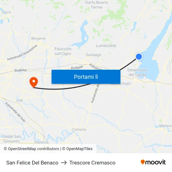 San Felice Del Benaco to Trescore Cremasco map