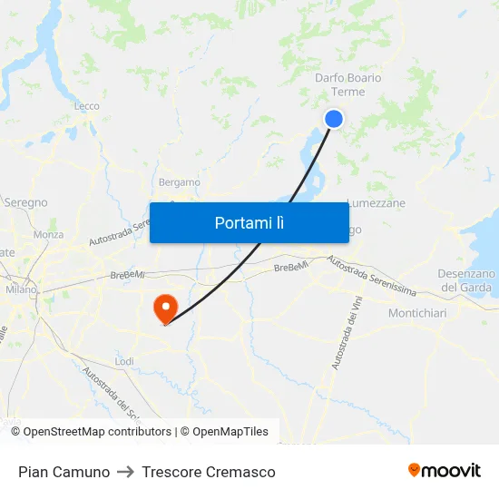 Pian Camuno to Trescore Cremasco map