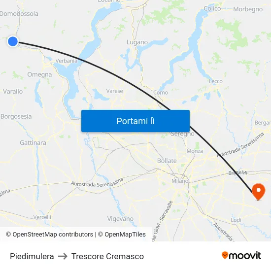 Piedimulera to Trescore Cremasco map