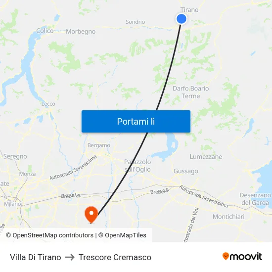 Villa Di Tirano to Trescore Cremasco map