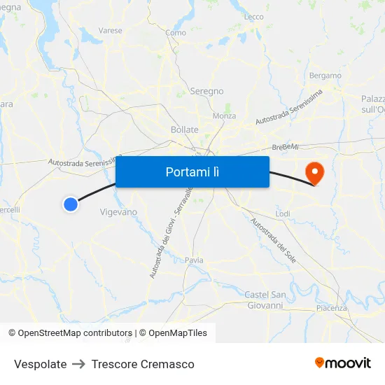 Vespolate to Trescore Cremasco map