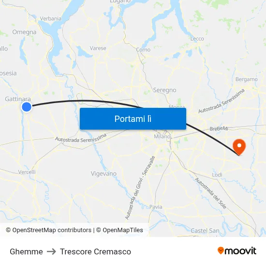 Ghemme to Trescore Cremasco map