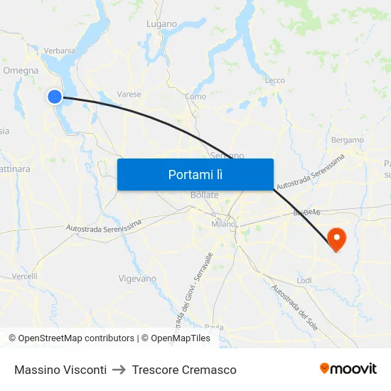 Massino Visconti to Trescore Cremasco map
