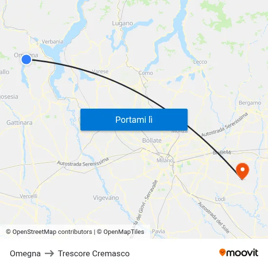 Omegna to Trescore Cremasco map