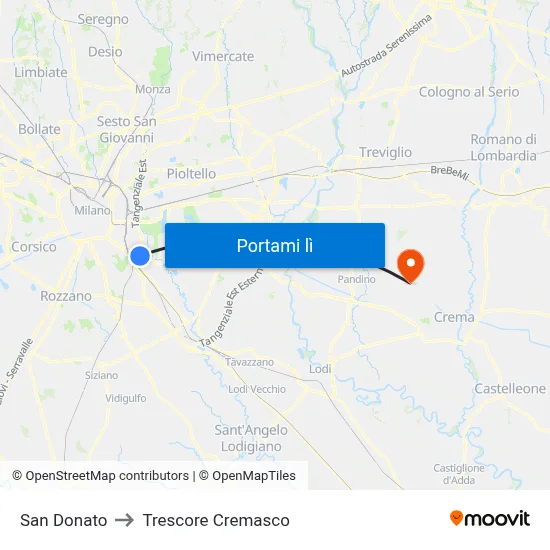 San Donato to Trescore Cremasco map