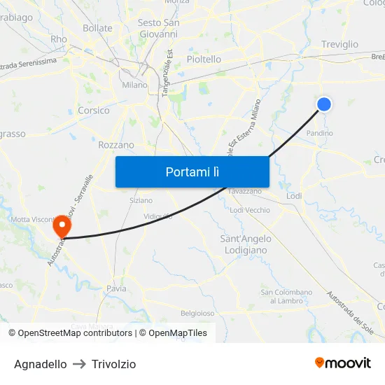 Agnadello to Trivolzio map