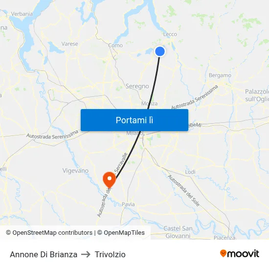 Annone Di Brianza to Trivolzio map