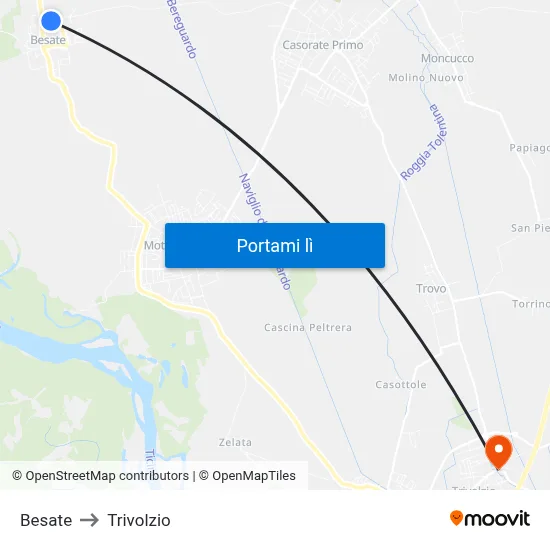 Besate to Trivolzio map