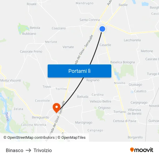 Binasco to Trivolzio map