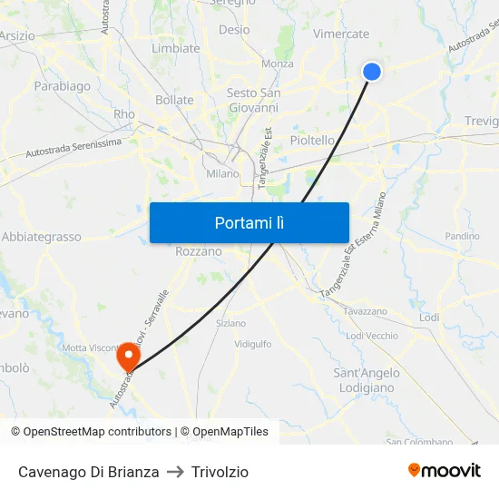 Cavenago Di Brianza to Trivolzio map