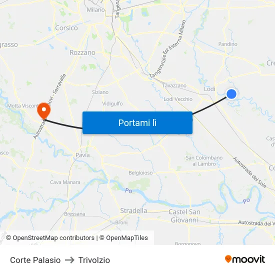 Corte Palasio to Trivolzio map