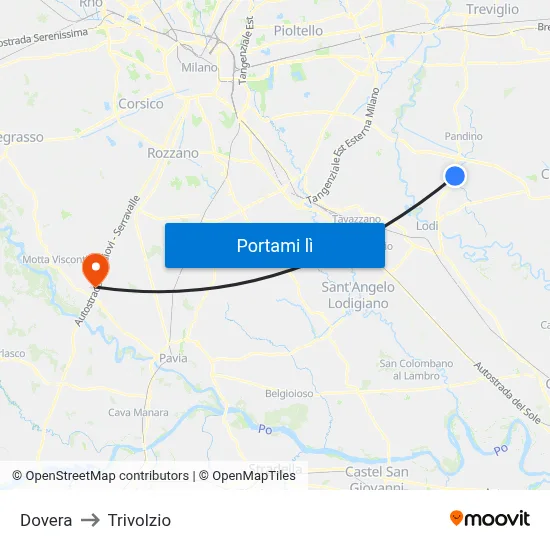 Dovera to Trivolzio map
