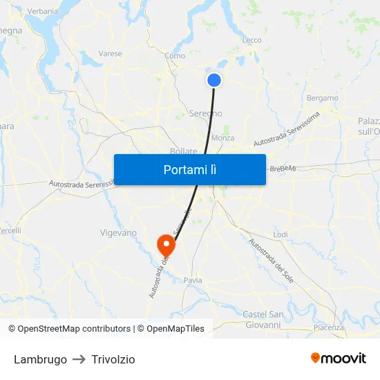Lambrugo to Trivolzio map