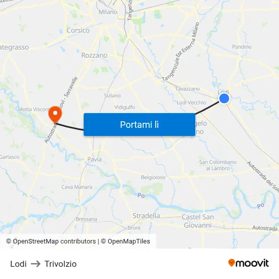 Lodi to Trivolzio map