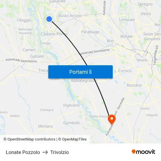 Lonate Pozzolo to Trivolzio map