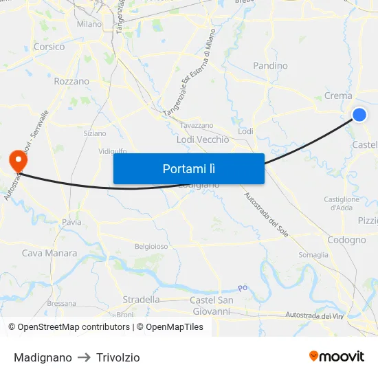 Madignano to Trivolzio map