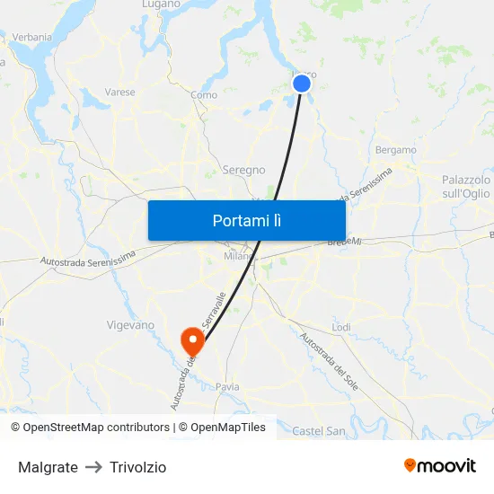 Malgrate to Trivolzio map