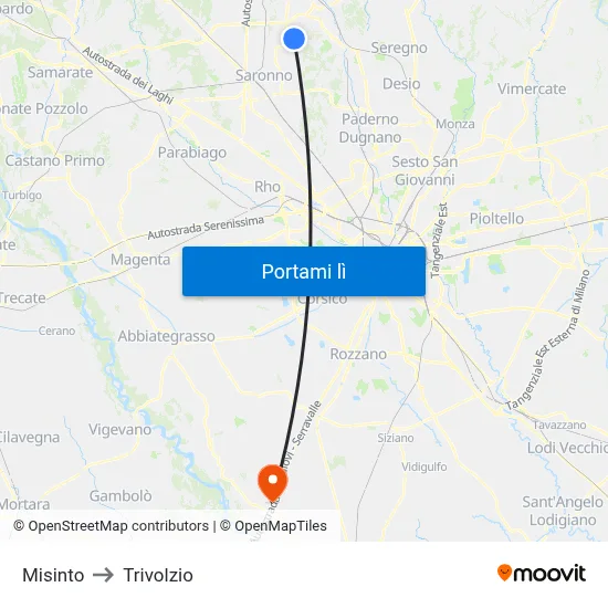 Misinto to Trivolzio map