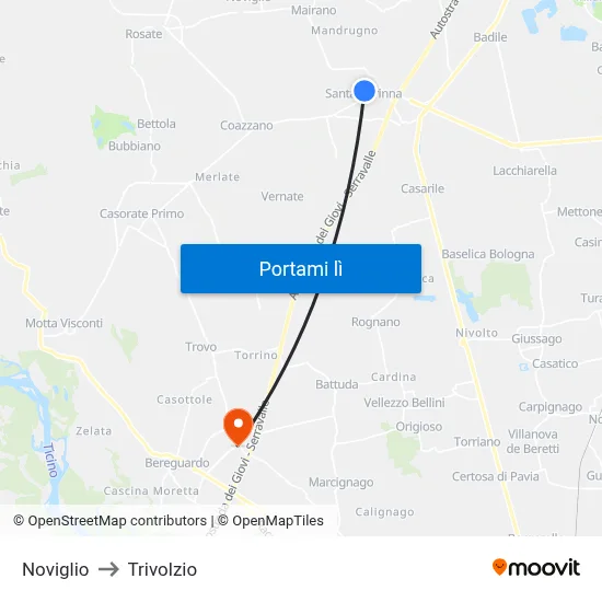 Noviglio to Trivolzio map