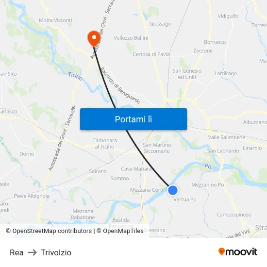 Rea to Trivolzio map