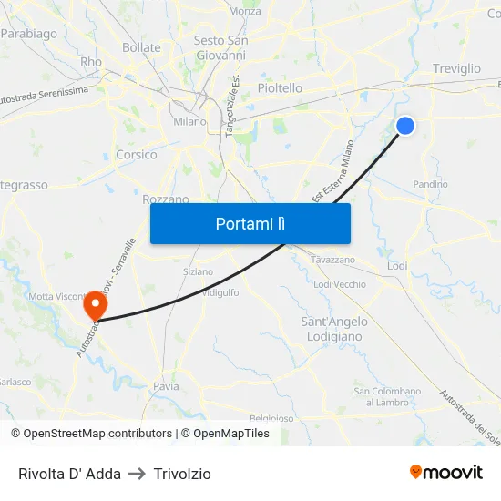 Rivolta D' Adda to Trivolzio map