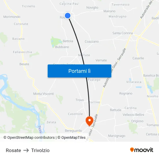 Rosate to Trivolzio map