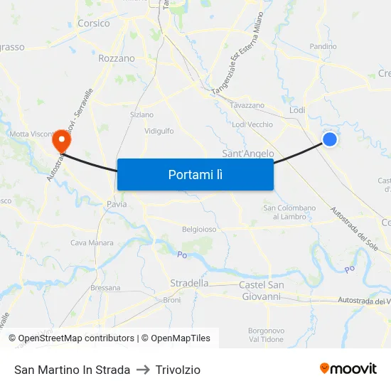 San Martino In Strada to Trivolzio map