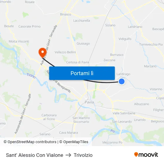 Sant' Alessio Con Vialone to Trivolzio map