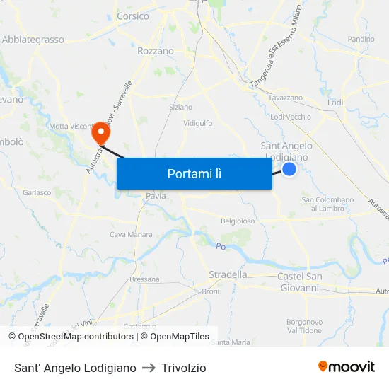 Sant' Angelo Lodigiano to Trivolzio map