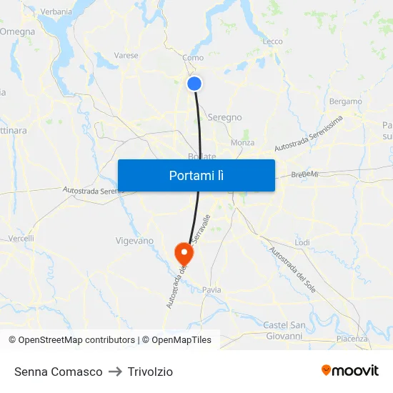 Senna Comasco to Trivolzio map