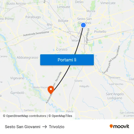 Sesto San Giovanni to Trivolzio map