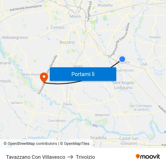 Tavazzano Con Villavesco to Trivolzio map